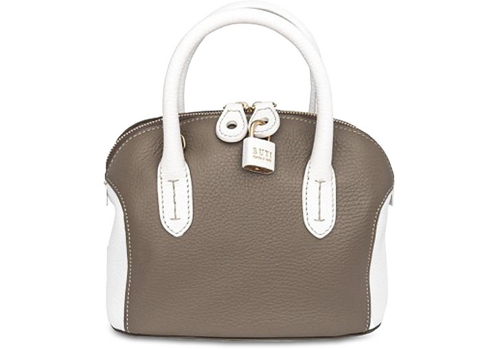 Buti Handbags Two Tone Embossed Leather Anita Small Satchel In Gris