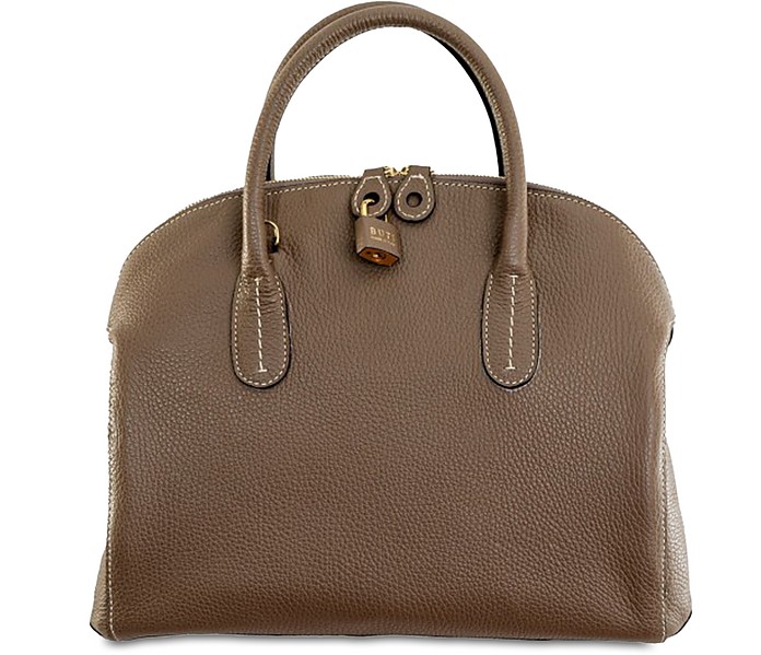 Buti Handbags Embossed Leather Anita Large Satchel In Taupe