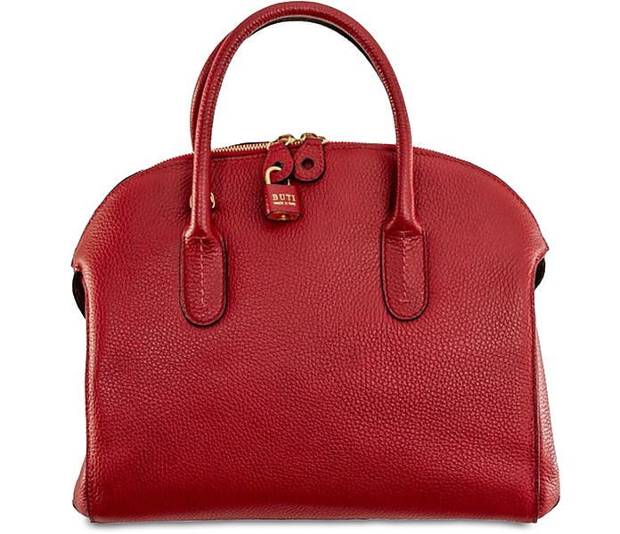 Buti Handbags Embossed Leather Anita Large Satchel In Rouge