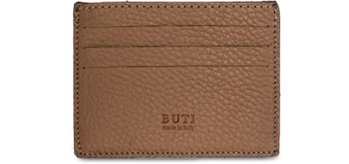 Buti Wallets Embossed Leather Card Holder In Taupe