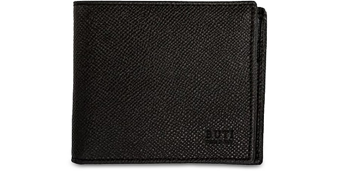 Buti Designer Men's Bags Squared Saffiano Leather Men's Wallet In Noir