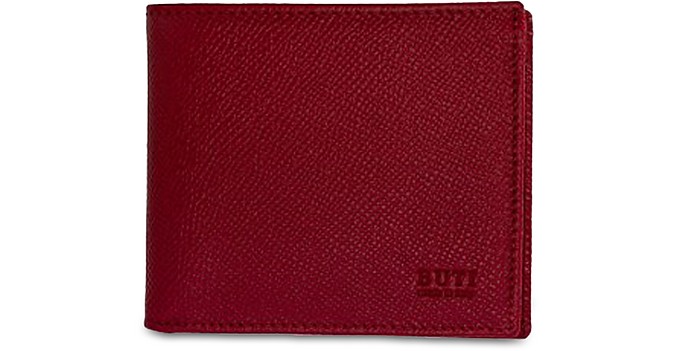 Buti Designer Men's Bags Squared Saffiano Leather Men's Wallet In Rouge