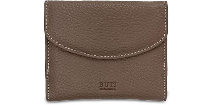 Buti Designer Wallets Squared Embossed Leather Women's Flap Wallet In Taupe