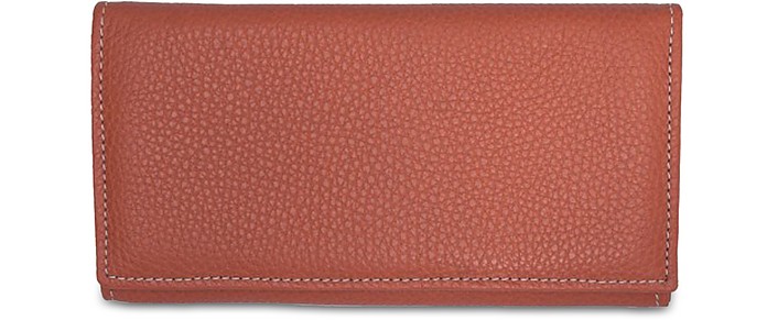 Buti Designer Wallets Embossed Leather Women's Flap Wallet In Orange