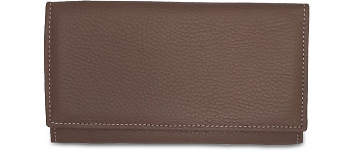 Buti Designer Wallets Embossed Leather Women's Flap Wallet In Taupe