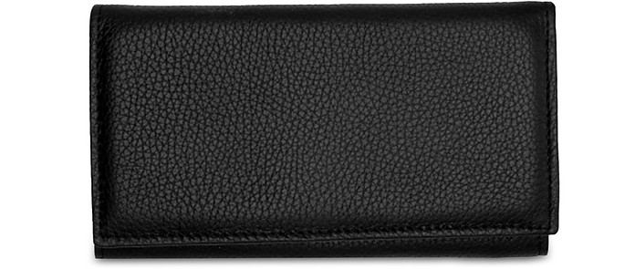 Buti Designer Wallets Embossed Leather Women's Flap Wallet In Noir