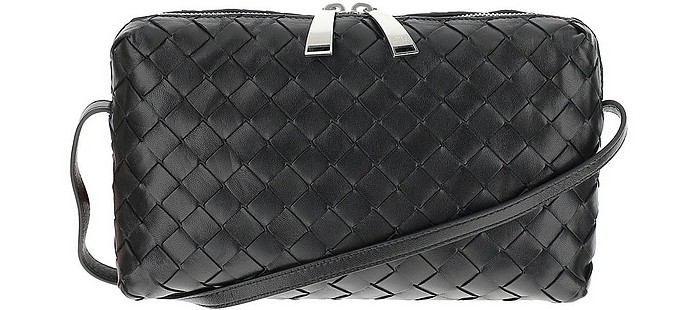 Black Woven Leather Shoulder Bag - Bottega Veneta