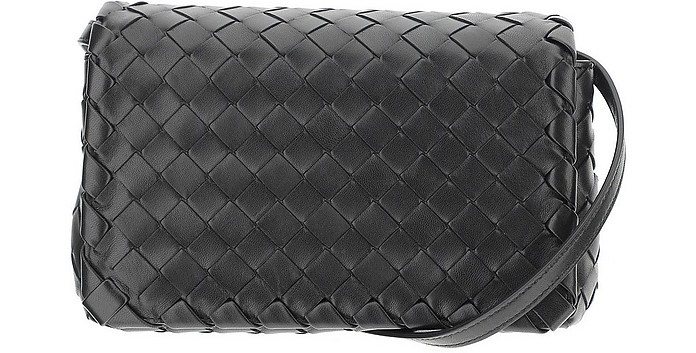 Black Woven Leather Shoulder Bag - Bottega Veneta