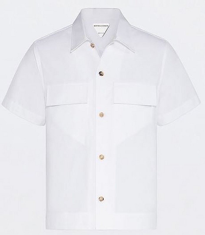 Bottega Veneta White Cotton Men's Casual Shirt w/Short Sleeve 39 at ...