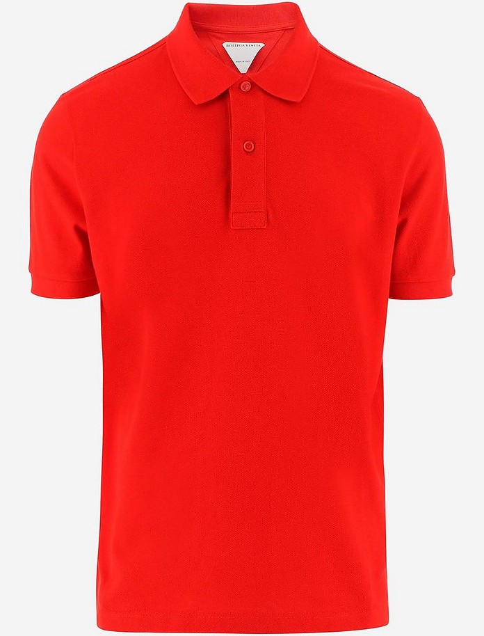 Red New Dry Piquet Cotton Men's Polo Shirt - Bottega Veneta