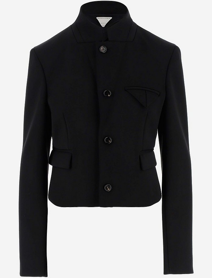 Black Virgin Wool Women's Jacket - Bottega Veneta / {beKFl^