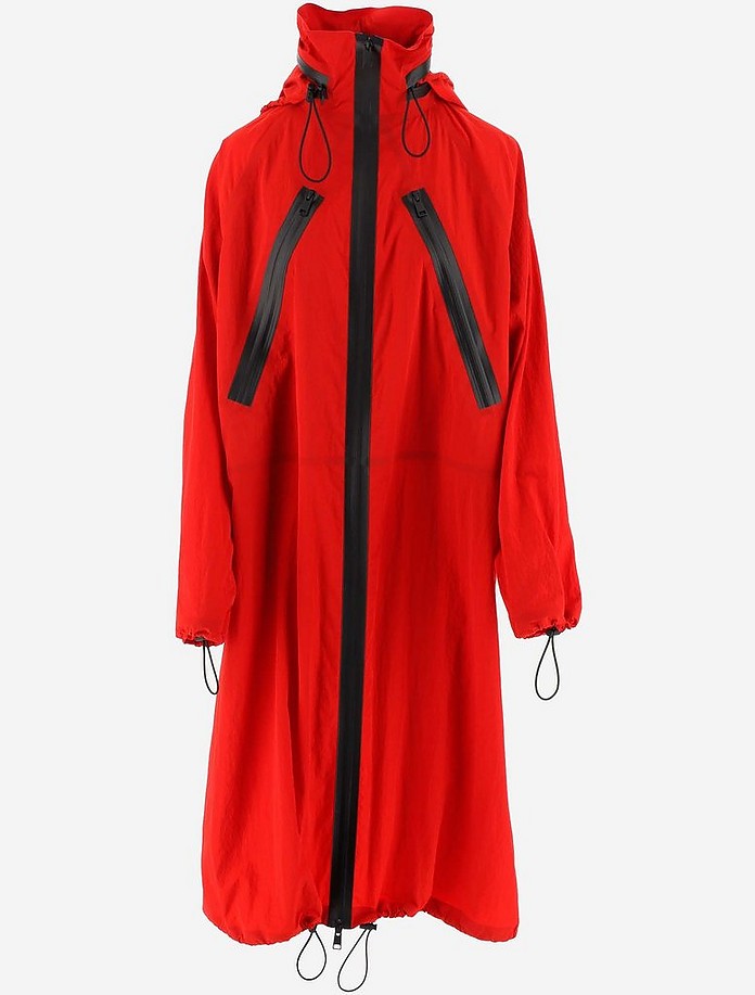 Red Nylon Women's Parka Coat - Bottega Veneta