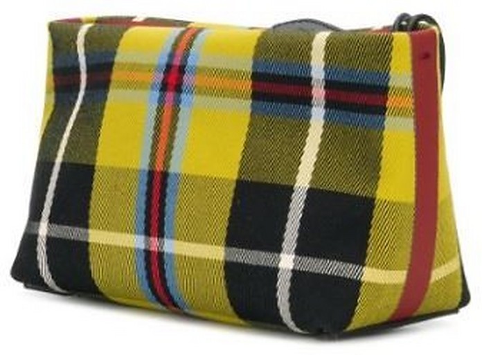Yellow Tartan Fabric and Leather Clutch - Burberry
