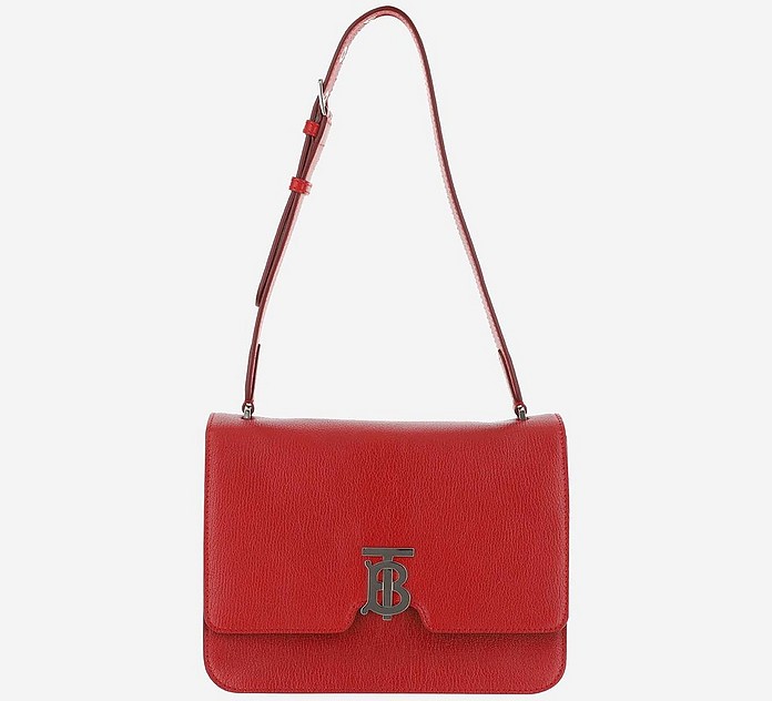 Bright Red Leather Shoulder Bag - Burberry