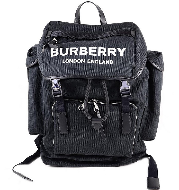 Black Signature Printed Canvas Backpack - Burberry