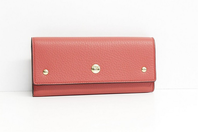 Coral Pink Leather Flap Wallet - Burberry