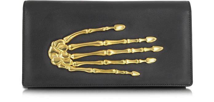 Black Nappa Leather Pochette w/Skeleton Hand - Bernard Delettrez