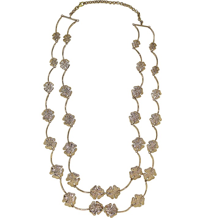 Four-Leaf Clovers Bronze Necklace - Bernard Delettrez / xi[ fgY