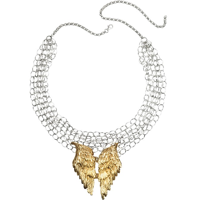 Silver Chains with Bronze Wings Necklace - Bernard Delettrez