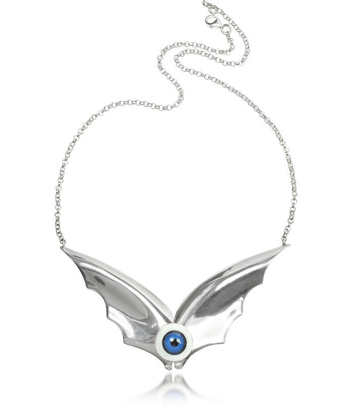 Silver Bat Necklace with Eye - Bernard Delettrez