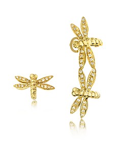 Dragonflies 18K Gold Earrings w/Diamonds