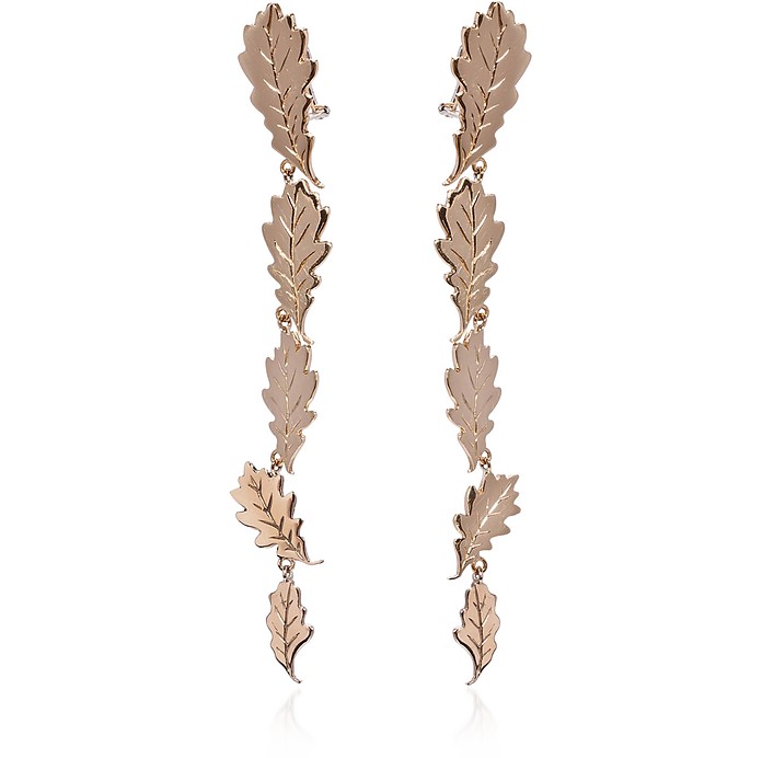 Five Oak Leaves Bronze Earrings - Bernard Delettrez / xi[ fgY