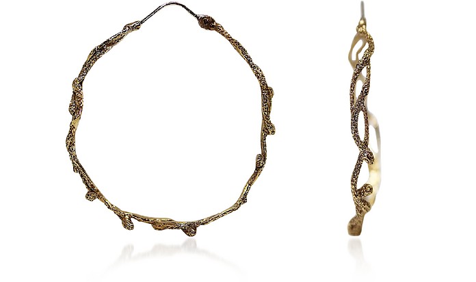 Bronze Hoop Earrings w/ Snakes - Bernard Delettrez