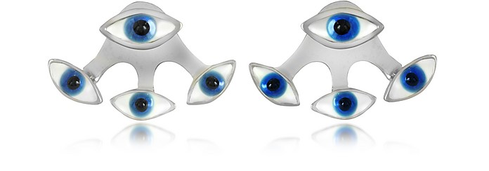 Four Eyes Silver Earrings - Bernard Delettrez / xi[ fgY