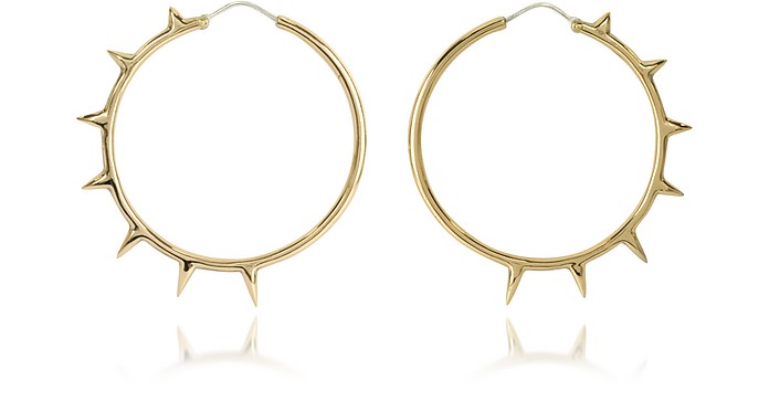 Bronze Hoop Earrings w/Spikes - Bernard Delettrez / xi[ fgY