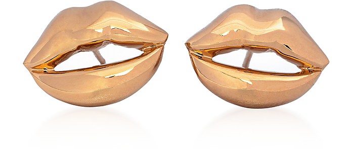 Tiny Lips Gold Plated Earrings - Bernard Delettrez