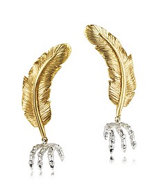 Bronze Feather w/Silver Claw Earrings