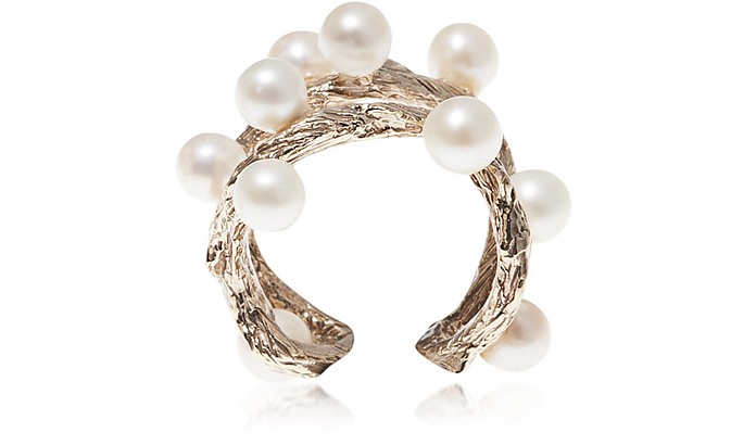 Thorny Branch Bronze Ring w/ Pearls - Bernard Delettrez