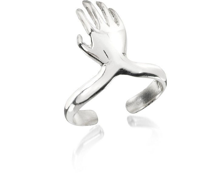Silver Plated Bronze Midi Ring w/Right Hand - Bernard Delettrez