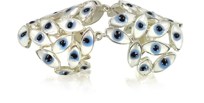 Sterling Silver Articulated Ring w/Blue Eyes - Bernard Delettrez