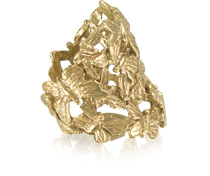 Bernard Delettrez Butterflies Flat Bronze Ring One Size - Adjustable at ...