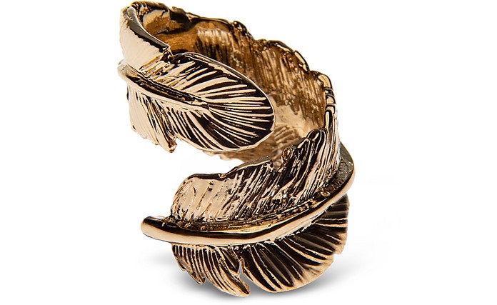 Maxi Feather Gold Plated Ring - Bernard Delettrez