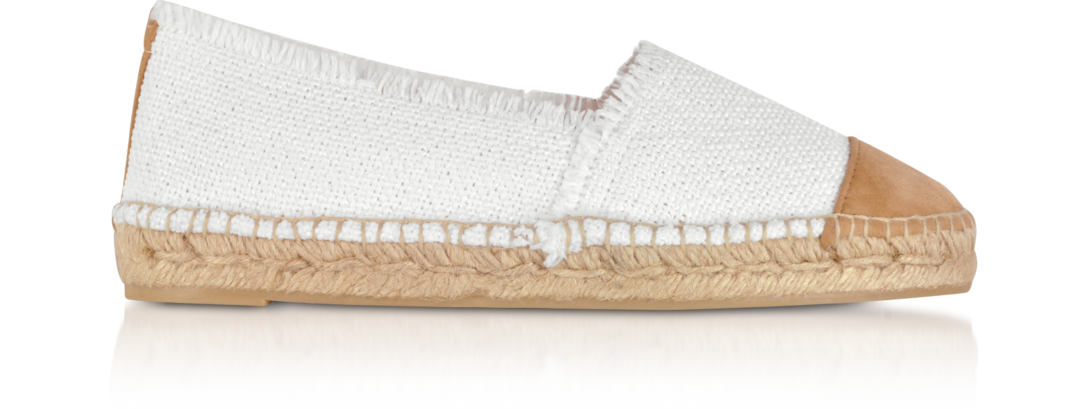 Castaner Kampala White Canvas and Natural Suede Flat Espadrilles 9 WOMENS | 7 UK | 40 EU at FORZIERI