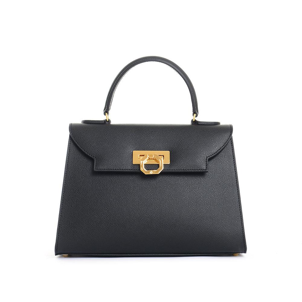 Carbotti Designer Handbags Ivana 443 V2 - Black Top Handle Bag In 
