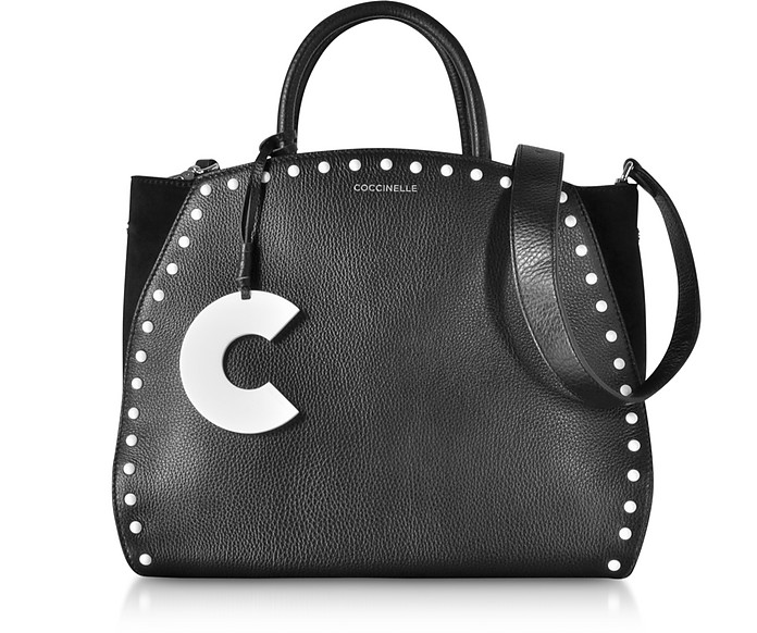Concrete Special Studs Top Handles Leather Tote Bag - Coccinelle