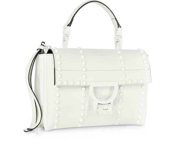 Coccinelle White Arlettis Mini Special Studs Leather Shoulder Bag at