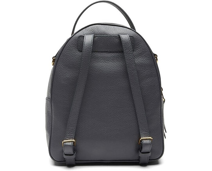 Coccinelle Dark Gray Grained Leather Lea Backpack at FORZIERI