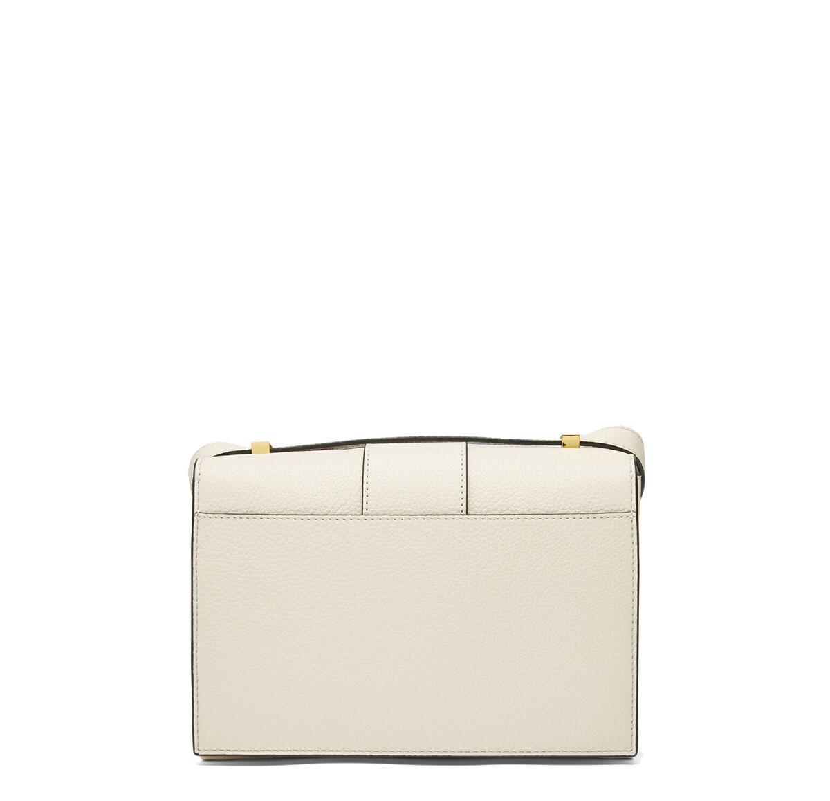 Coccinelle Ivory Grainy Leather Arlettis Flap Shoulder Bag at FORZIERI