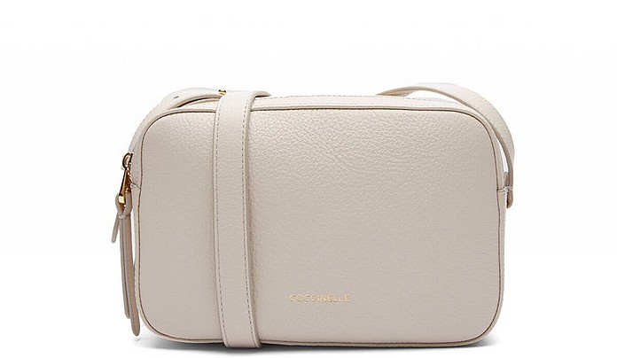 Ivory Double Compartment Grained Leather Lea Crossbody Bag - Coccinelle