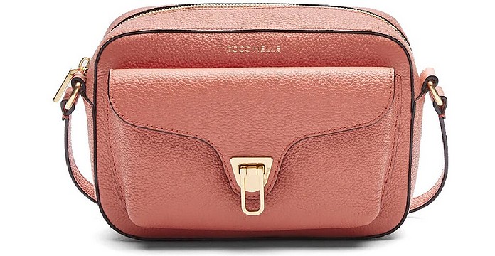 Litchi Pink Beat Soft Grainy Leather Small Camera Bag - Coccinelle