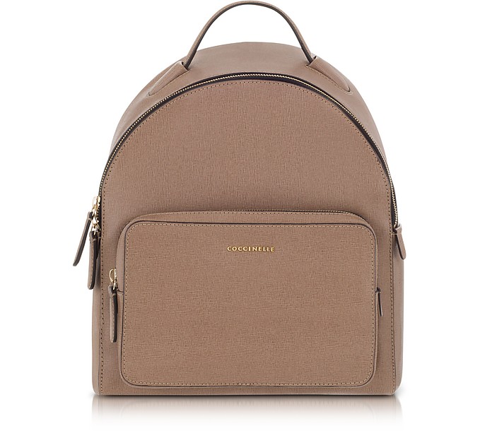 Coccinelle Taupe Clementine Leather Backpack at FORZIERI