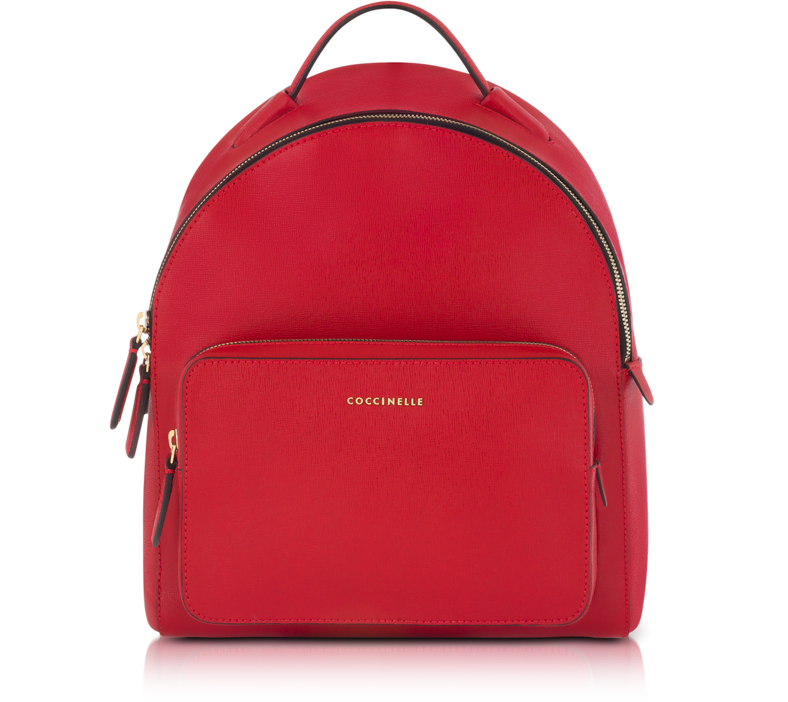Coccinelle Clementine Poppy Red Leather Backpack at FORZIERI