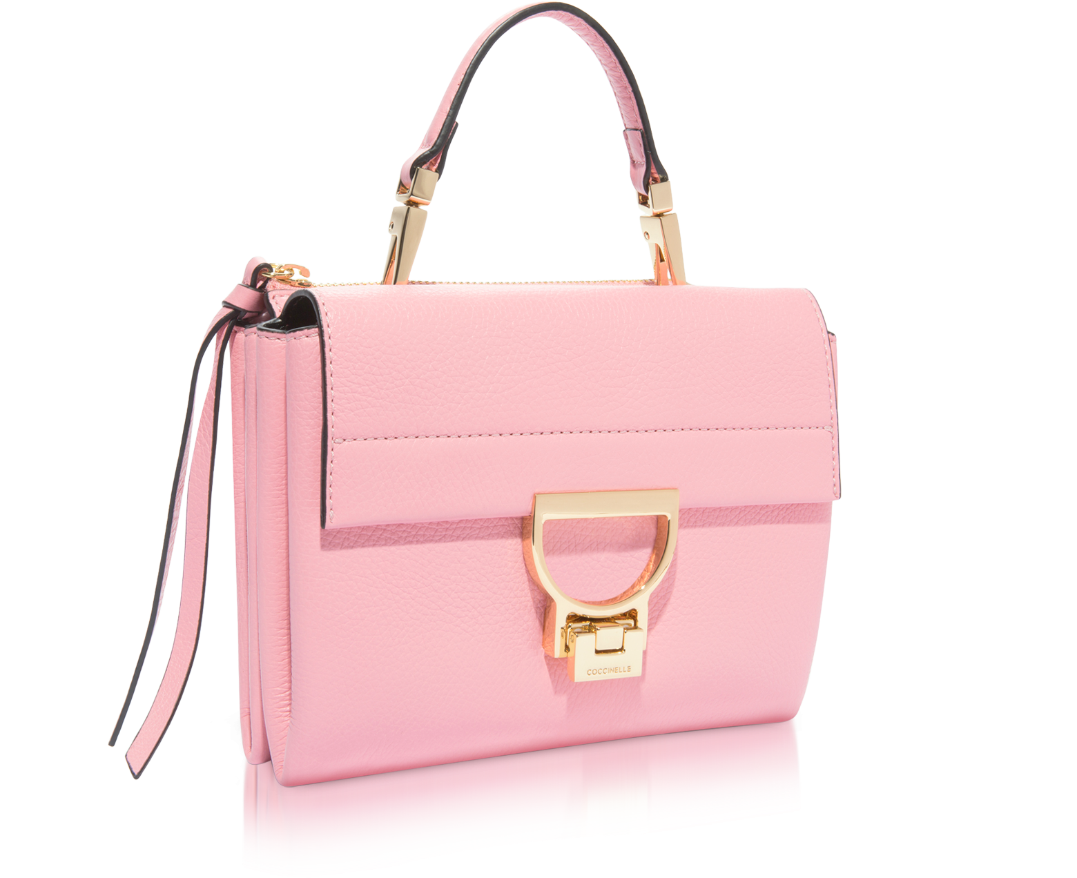 Coccinelle Pink Arlettis Mini Leather Bag with Shoulder Strap at FORZIERI