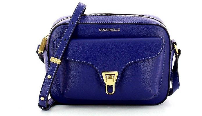 Coccinelle Blue Grainy Leather Mini Beat Soft Camera Bag at FORZIERI