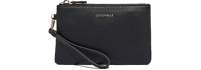 Black Leather Envelope Cosmetic Case - Coccinelle