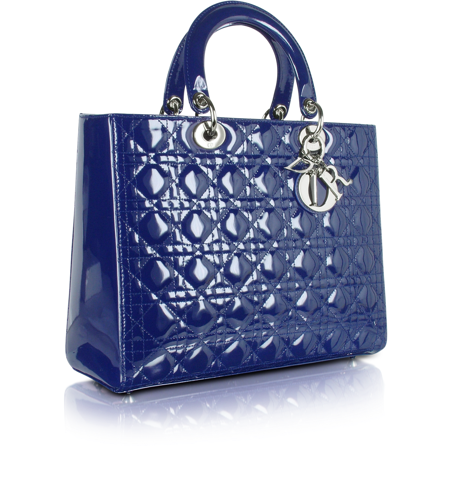lady dior blue patent bag